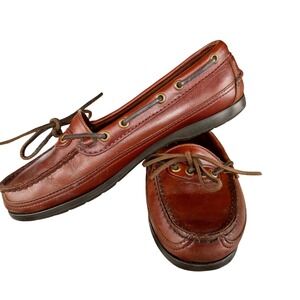 VTG. Y2K Sebago Docksides Brown Leather Boat Shoes 8.5 M Made in USA Handsewn